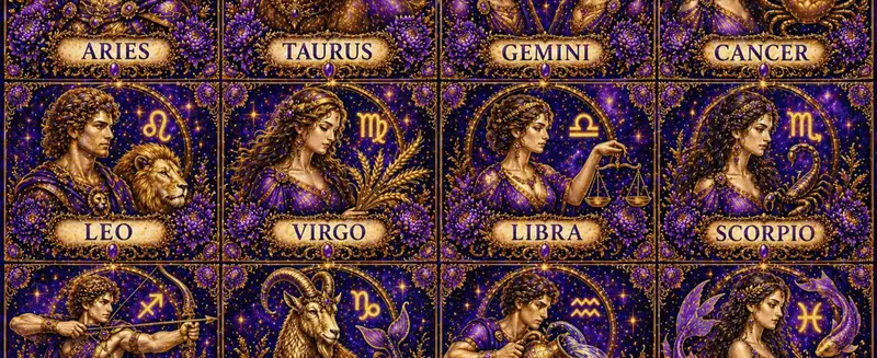 12 zodiac signs and symbols