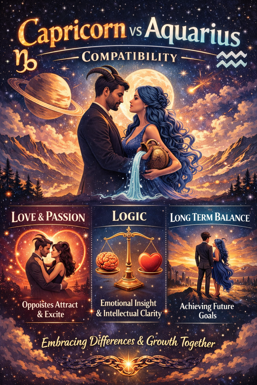 🪐 Capricorn vs Aquarius Compatibility Love Logic and Long Term Balance