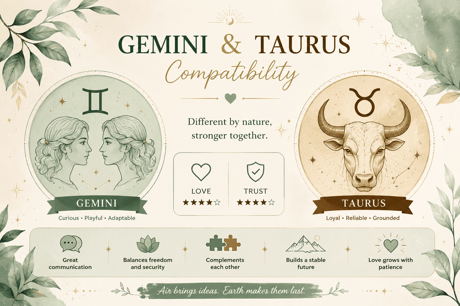 Gemini and Taurus Compatibility – Love, Relationships, Friendship and Life