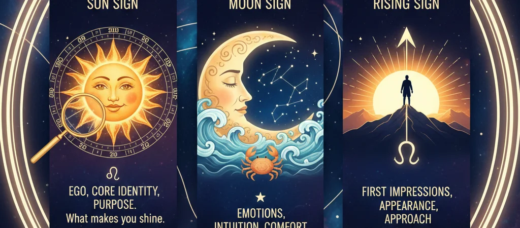 Big Three Astrology – Sun, Moon and Rising Sign Meaning