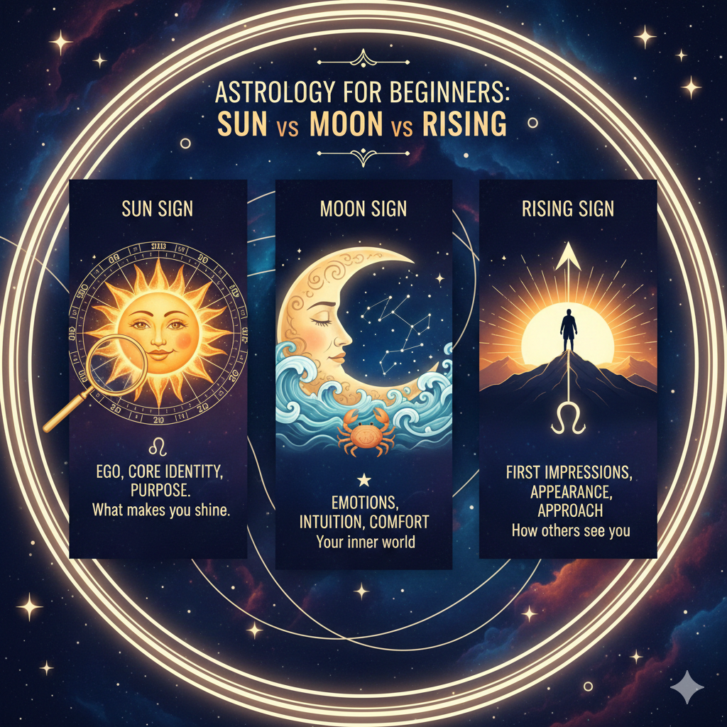 Sun Sign vs Moon Sign vs Rising Sign Explained for Beginners