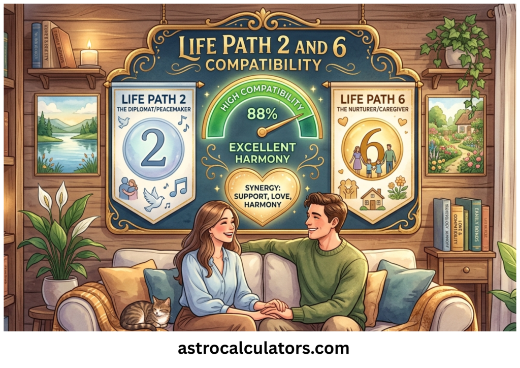 Compatibility Score for Life Path 2 and 6