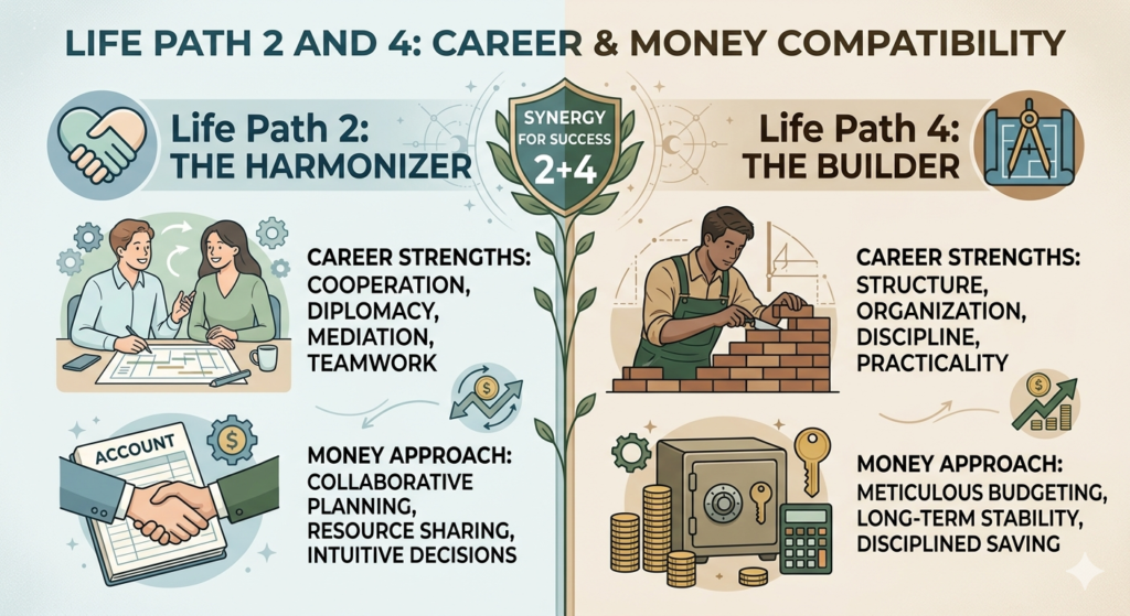 Life Path 2 and 4 Compatibility Career and Money