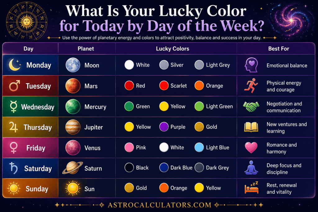 Lucky Color by Day of the Week