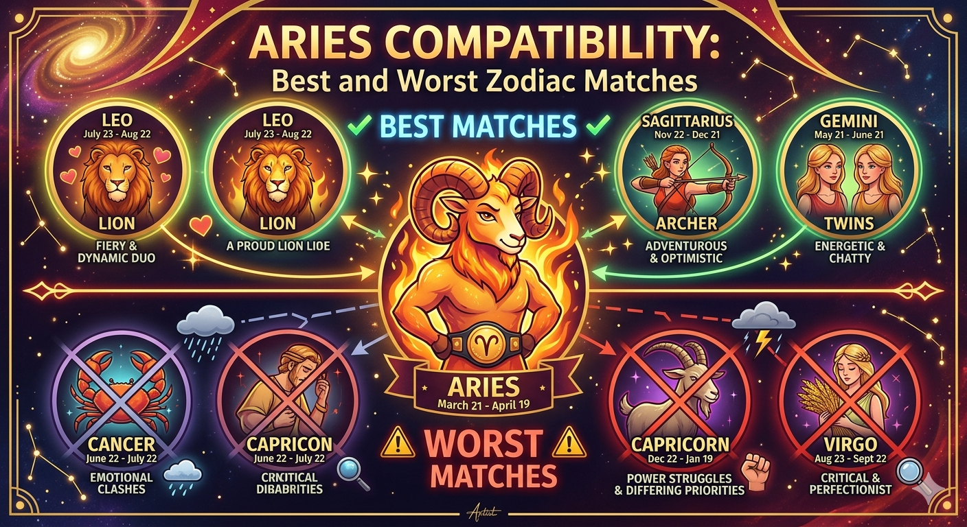 Aries Compatibility with All 12 Zodiac Signs - Best and Worst Zodiac