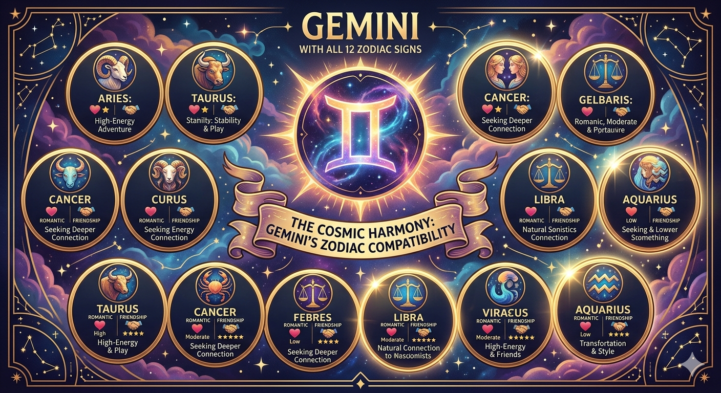 Gemini Compatibility with All 12 Zodiac Signs – Best and Worst Matches in Love