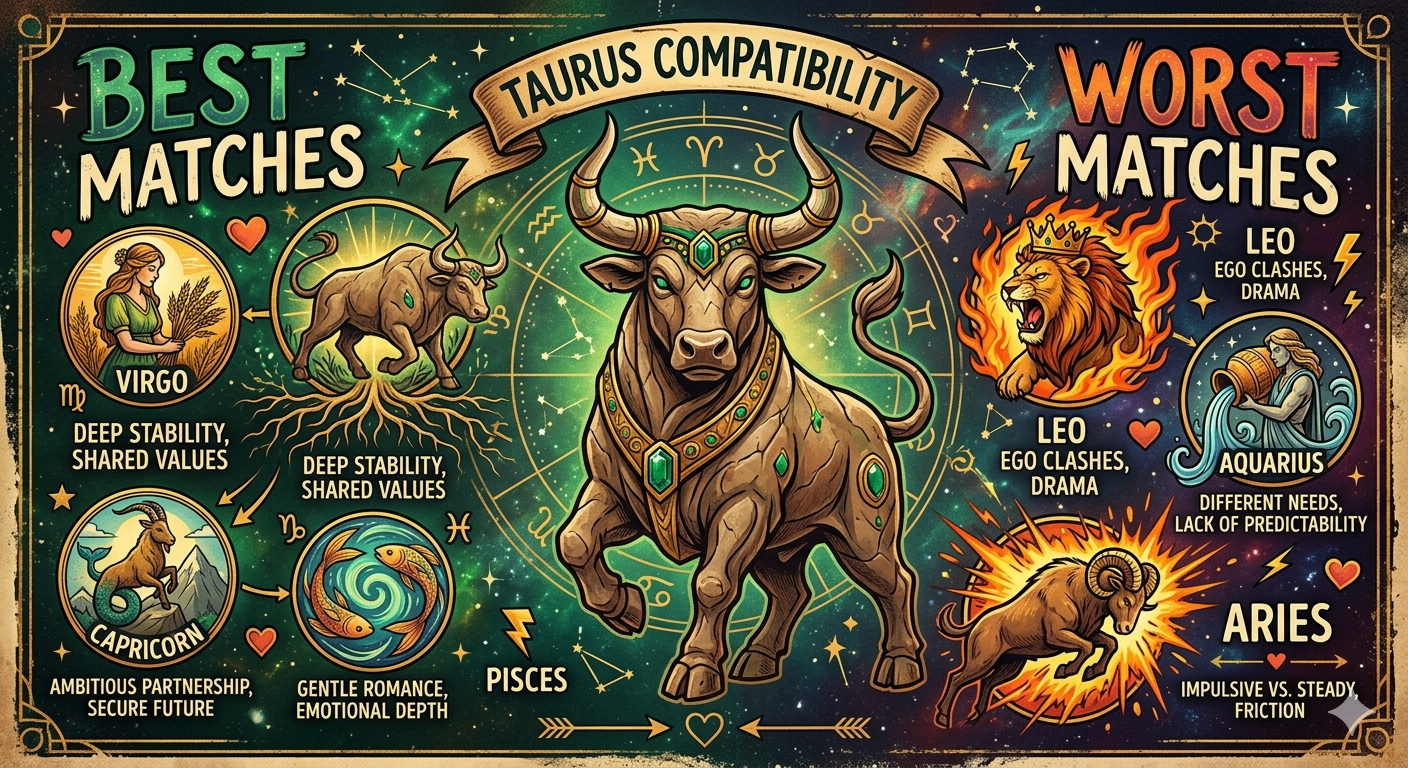 Taurus Compatibility with All 12 Zodiac Signs- Best and Worst Zodiac Matches